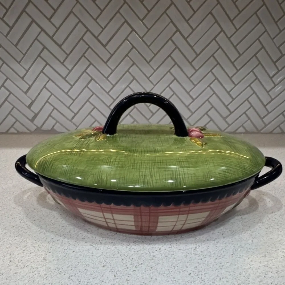 Tracy Porter Stonehouse Farm Oval Ceramic Casserole Rooster Dishwasher Safe